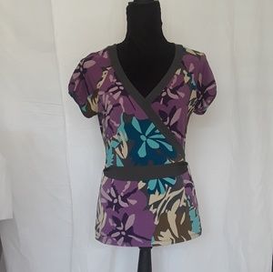 THE LIMITED Multicolored Wrap Around Style Top